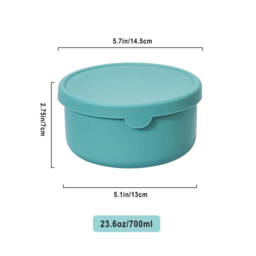 TYRY.HU Silikon Lunch Box mit Deckel, runde Snack Box und Salatbehälter für Kinder, 700 ml - Bild 3