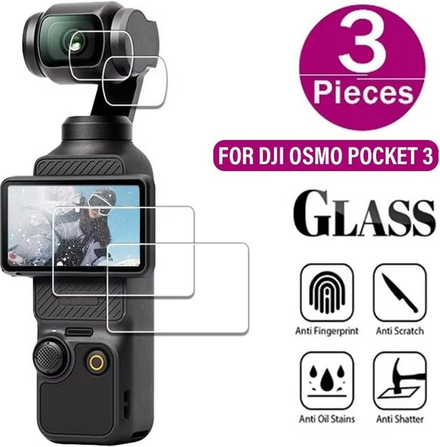 DJI OSMO Pocket 3 Panzerglas Set mit Displayschutzfolie und Objektivschutzglas in Transparent - Bild 1