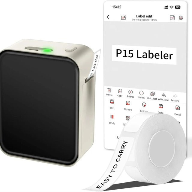 Marklife P15 Mini tragbarer Thermodrucker für selbstklebende Etiketten und Aufkleber ohne Tinte - Bild 1