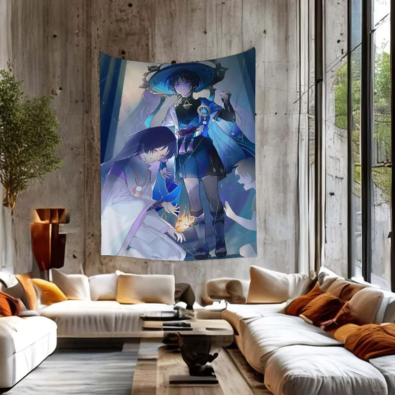 Genshin Impact Scaramouche Wandteppich mit floralem Hippie-Design in Mehrfarbig, B/H: 70 x 50 cm - Bild 6