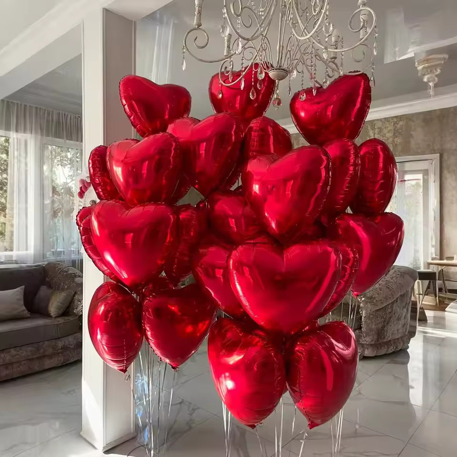 10 Stück rote herzförmige Folienballons von LQVYI für Valentinstag, Hochzeit oder Verlobung, Durchmesser: 45,72 cm - Bild 2