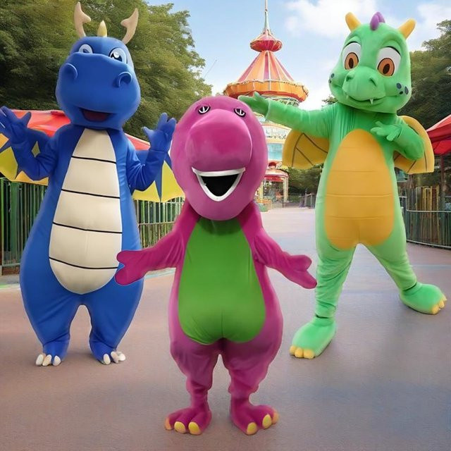 Potdemiel Dinosaurier Maskottchen Kostüm, Puppe, Plüsch / Textil, für Erwachsene - Bild 1