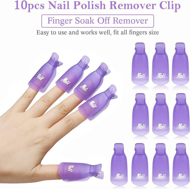 LULAA Nail Art Soak Off Cap Clips, Rose Red - Bild 1