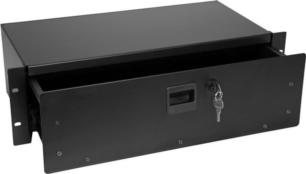 Omnitronic Rackschublade SN-3 19 Zoll mit Schloss, 3 HE, Schwarz - Bild 2