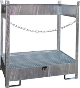 Bauer Südlohn Fass-Stapelpalette FSP-2, seitlich offen, feuerverzinkt, silber, für 2 x 200 l Fässer - Bild 1