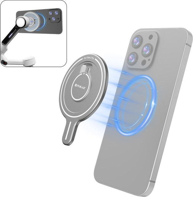 PULUZ Magnetischer Adapter aus Aluminiumlegierung als Handy-Magnethalterung für Insta360 Flow 2 Pro - Bild 1