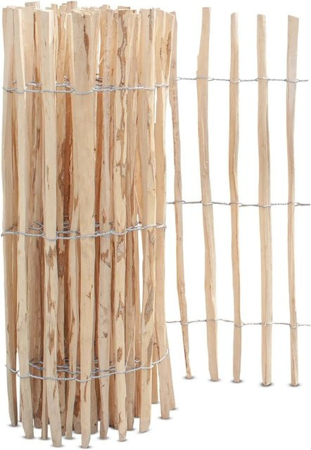 Stiltreu Palisadenzaun Haselnuss aus unbehandeltem Holz, Farbe Braun, B: 500 cm, H: 80 cm, Lattenabstand: 3-5 cm - Bild 1