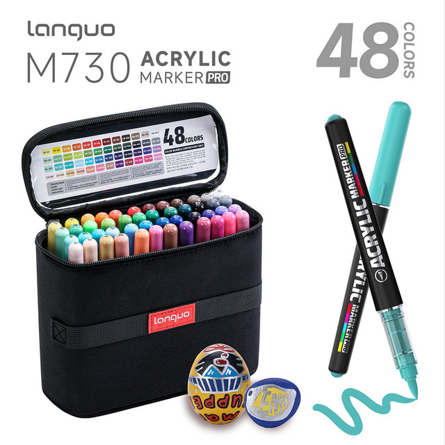 Languo Acryl-Pinselmarker-Set mit 48 Farben und automatischem Tintenkontrollsystem für Kunst, Zeichnen und Basteln in Multicolour - Bild 1