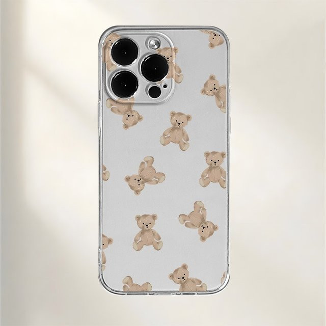 Transparente TPU-Handyhülle mit niedlichem Bärenmuster für iPhone 11 bis iPhone 17 Pro Max und weitere Modelle - Bild 1
