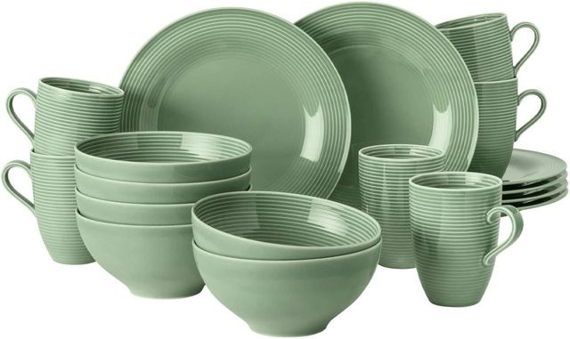 Seltmann Weiden Frühstücks-Set Beat Color Glaze aus Porzellan in Grün, 18er Set - Bild 1