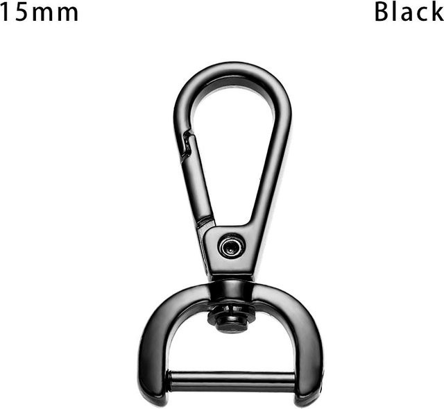 InsprerMe Karabinerverschluss mit Schraubschnalle für Lederhandwerk, 15 mm, Schwarz - Bild 1