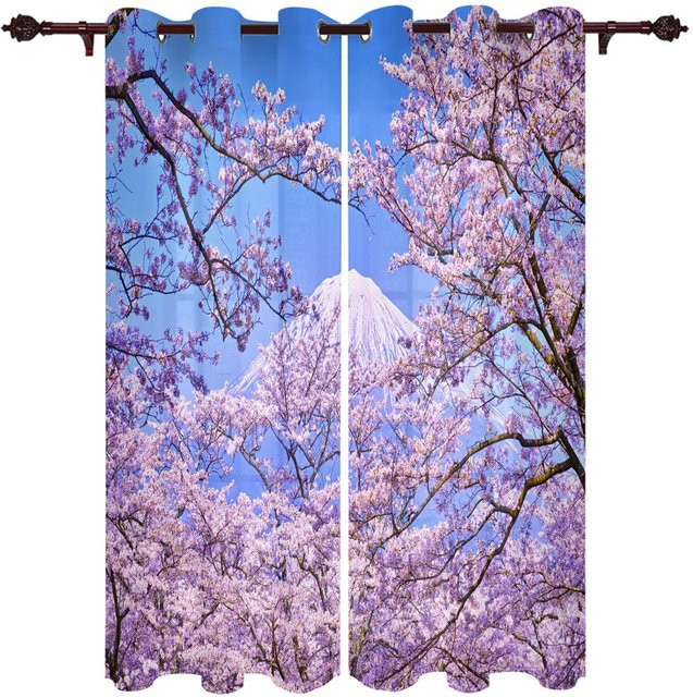 Moderne Fenstervorhänge Sakura mit floralem Design von Super Six, Mehrfarbig, Breite: 135 cm, Höhe: 60 cm - Bild 1