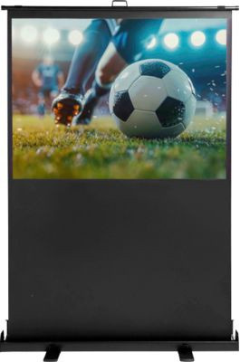 Magnetoplan Mobile Pull-Up Bodenleinwand für den Innenbereich, 16:9, 4K HD, höhenverstellbar, schwarz-weiß, B: 194 cm, H: 109 cm - Bild 1