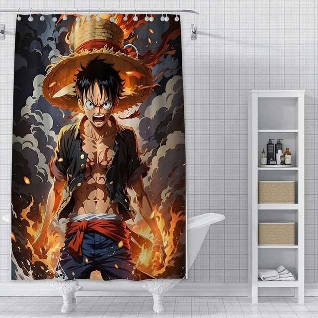 Wasserfester Duschvorhang mit Anime-Motiv L-Luffy von Baifenbai Home Furnishing, bunt, Polyester, B/H: 180 x 180 cm - Bild 1