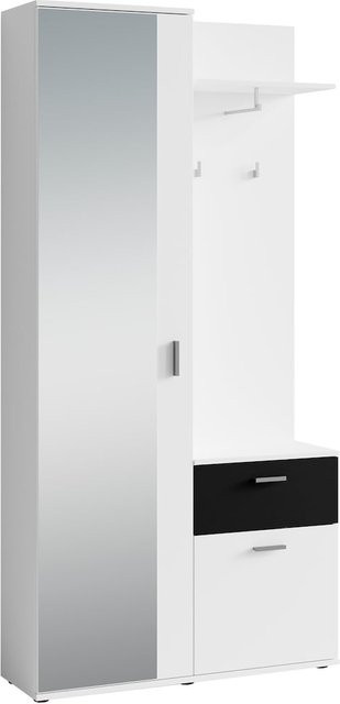 Garderobe byLIVING JAKOB mit Spiegel und Stauraum, schwarz/weiß/multicolour, Breite: 97 cm - Bild 1