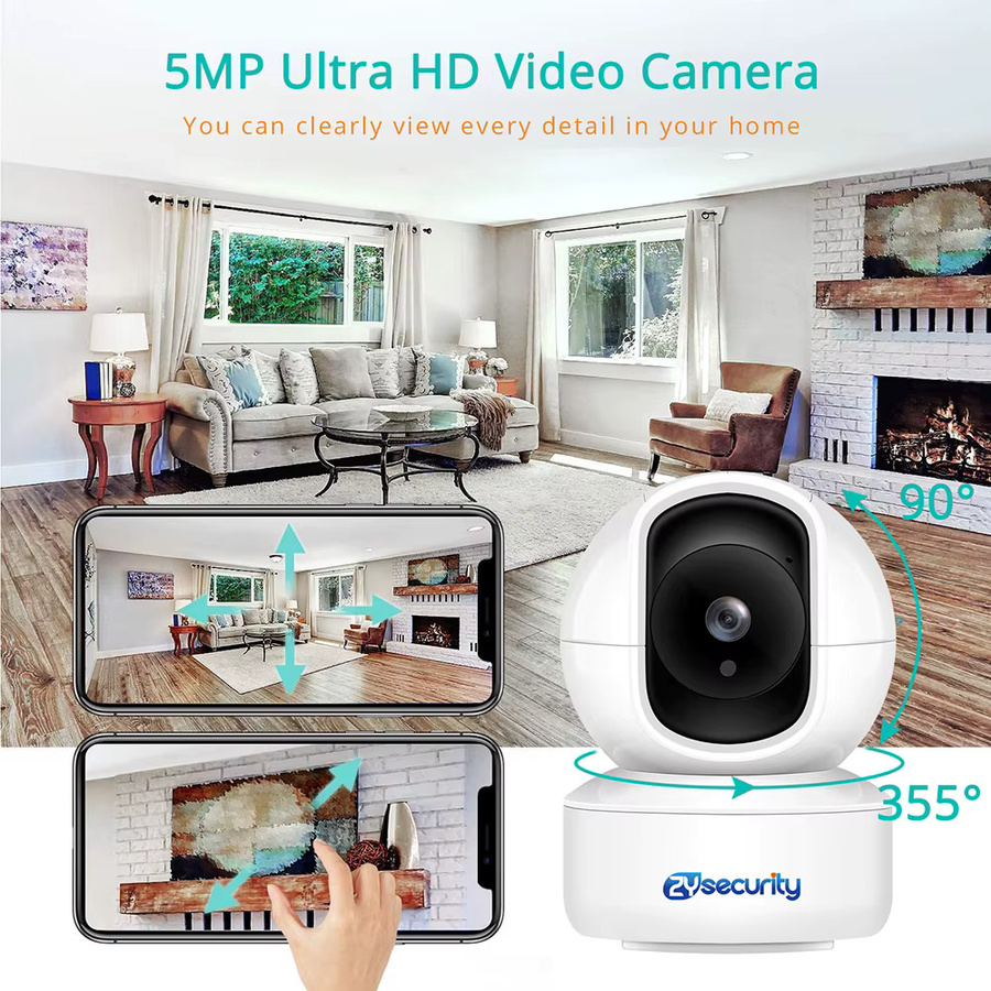 Zysecurity 5MP Indoor-Überwachungskamera mit PTZ, menschlicher Erkennung, automatischer Verfolgung und 2-Wege-Audio via WLAN - Bild 2