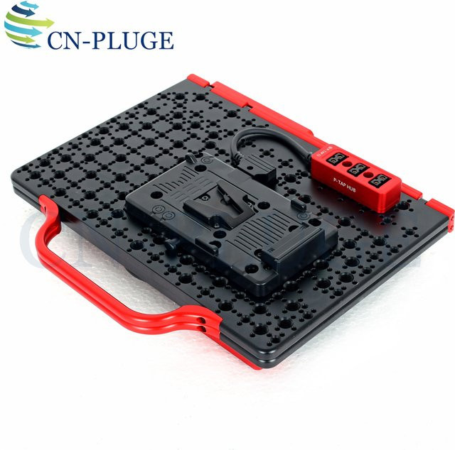 SZYingXian Multifunktionaler batteriebetriebener Faltplatinen-DTAP-Verteiler mit V-Mount für Bildübertragungsmonitore, Schwarz - Bild 1