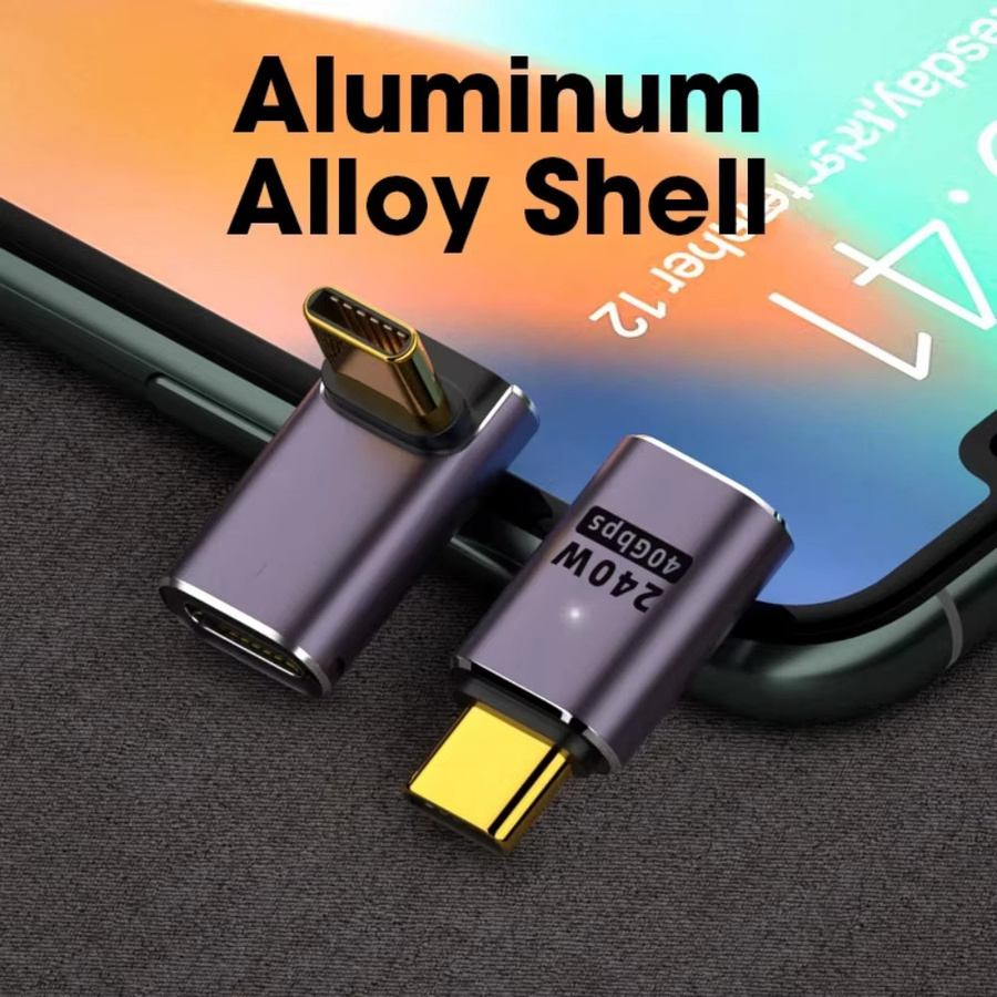 NNBILI USB-C OTG Adapter mit 240W Schnellladefunktion, USB4.0 40Gbps Datenkonverter für 8K 60Hz, 90/180 Grad Winkeladapter - Bild 3
