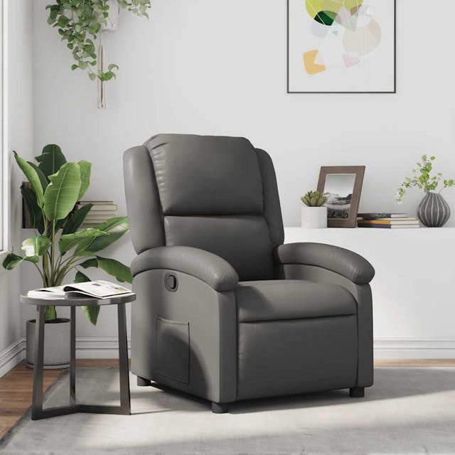 vidaXL Relaxsessel Grau Kunstleder mit Liegefunktion und verstellbarer Rückenlehne B/T/H: 71,0 x 86,5 x 99,5 cm - Bild 2