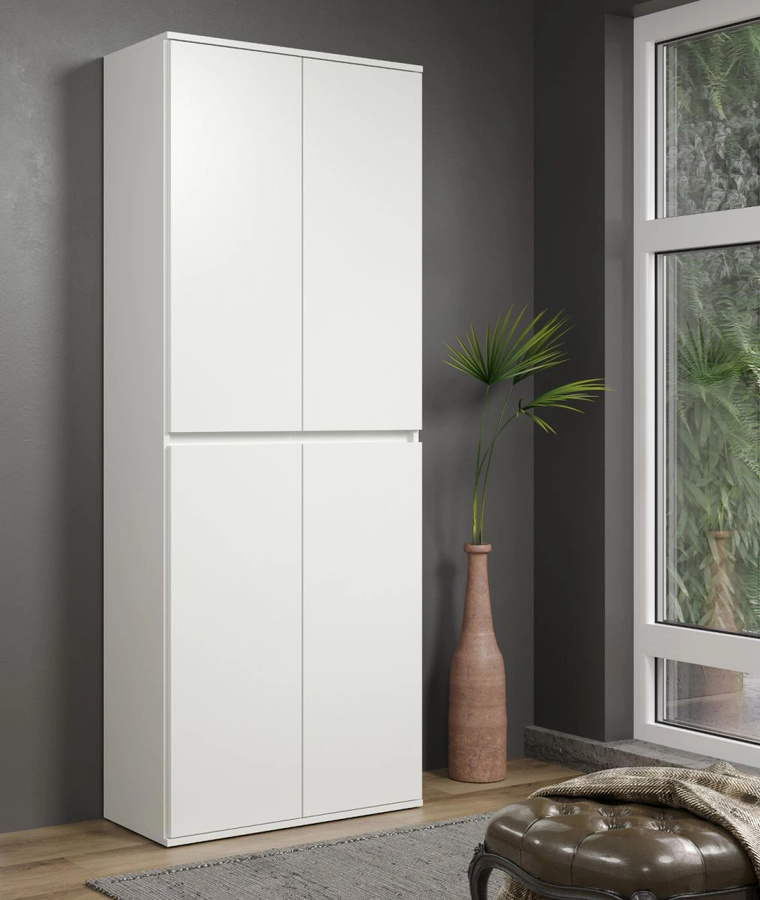 Garderobenschrank Metro von TOP.FURN in Weiß, moderner Schuhschrank mit Kleiderstange und Regalböden, Breite: 74 cm, Höhe: 191 cm, Tiefe: 34 cm - Bild 2
