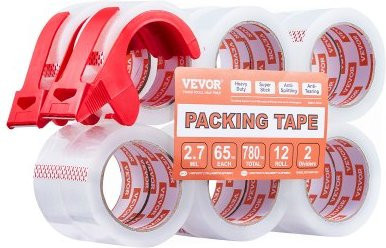 VEVOR Transparentes Packband 12er-Set mit Spender, Breite: 47,8 mm, Länge: 59,436 m - Bild 1