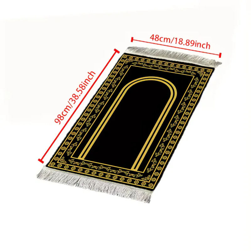 VIKAMA Gebetsteppich Klassisch in Schwarz-Gold für Ramadan und Pilgerreise - Bild 4