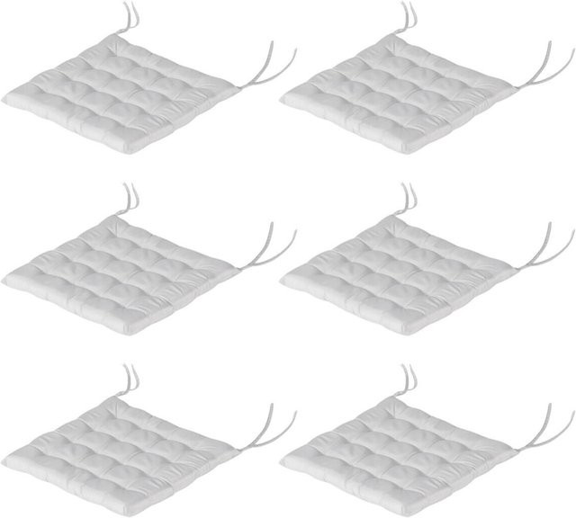 Outsunny 6er-Set Auflagen Grau aus Polyester, wasserabweisend und gesteppt, B/H/T: 40 x 4 x 40 cm - Bild 1