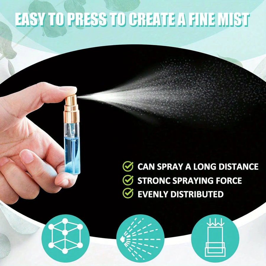 FIGHTYU Nachfüllbare Spray Flaschen für Parfüm und Feuchtigkeitscreme, Glas, Transparent - Bild 2