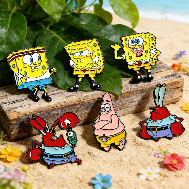 Bandai Broschen-Set, SpongeBob Schwammkopf, Emaille-Pins, Unisex - Bild 1