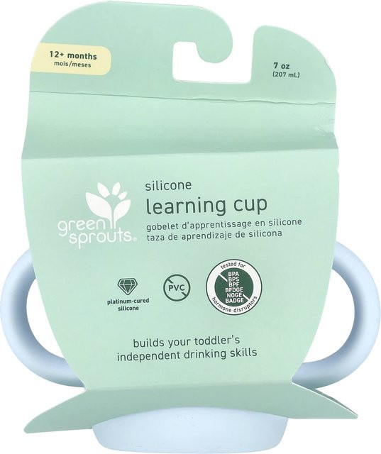 Green Sprouts Silikon-Lerntasse mit Soft Spout, Hellblau/Weiß, 207 ml - Bild 1