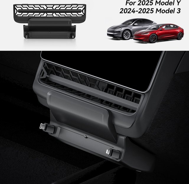 YZ USB-C Schnellladegerät für Tesla Model Y Juniper und Model 3 Highland, 27W Power Splitter USB Shunt HUB für die hintere Lüftungsöffnung, Schwarz - Bild 1