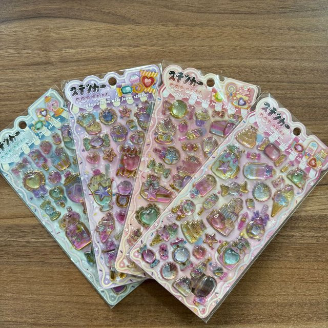 4 Stück LanLanStickersWorld 3D-Glitzer-Edelstein-Aufkleber in Multicolour für DIY-Bastelarbeiten und Tagebücher - Bild 1