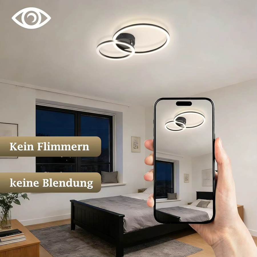 Cliheet 23W LED-Deckenleuchte 2-Ring Cross in Weiß, 4000K Neutralweiß, Durchmesser: 40 cm - Bild 4