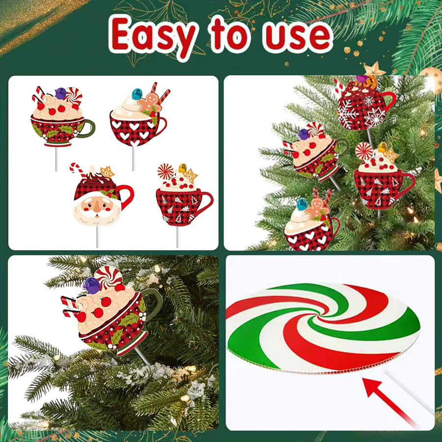 WINTOGETHER 10 Stück Weihnachts-Eiscreme Anhänger aus Kunststoff in Mehrfarbig für den Weihnachtsbaum - Bild 3