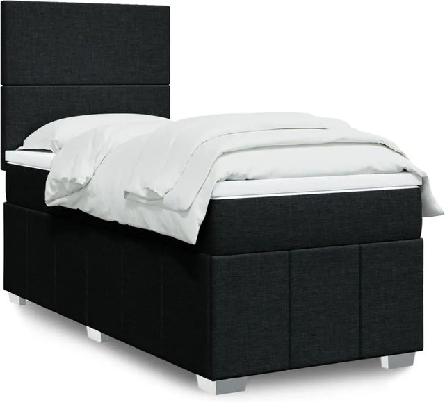 vidaXL Boxspringbett mit Matratze Schwarz B/T/H: 90 x 200 cm, Hybrid mit USB-Anschluss und Unterbettbeleuchtung - Bild 1