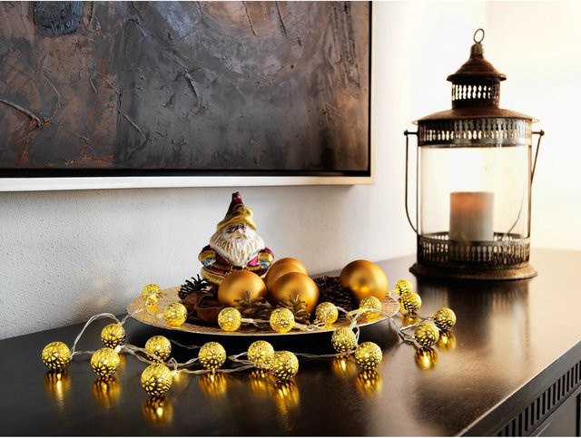 Konstsmide Motiv-Lichterkette mit 20 LED Kugeln in Gold und Warmweiß, batteriebetrieben - Bild 2