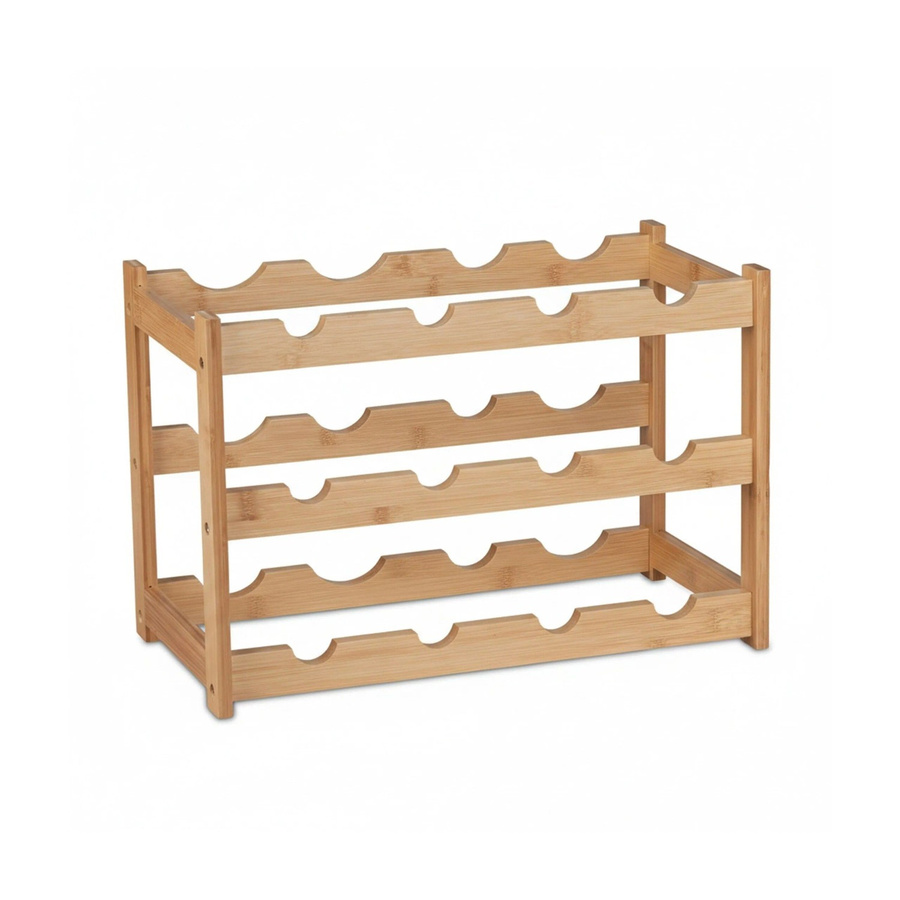 Relaxdays Weinregal aus Bambus in Hellbraun Natur für 12 Flaschen, B/T/H: 30 x 45 x 23,5 cm - Bild 2