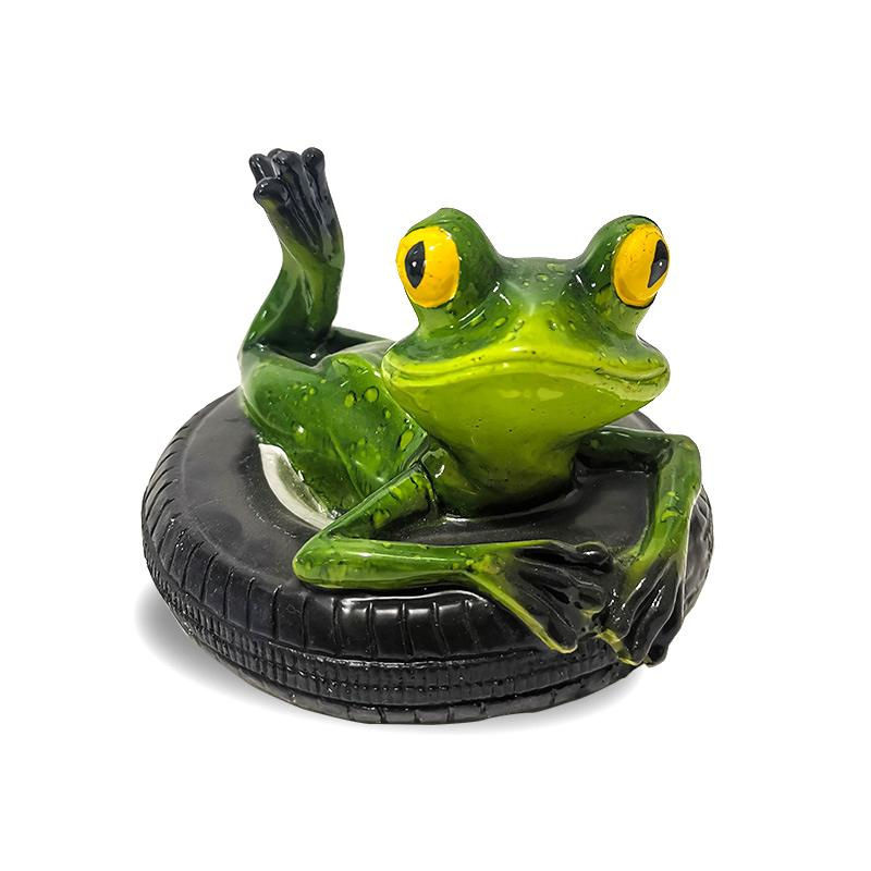 Niedliche schwimmende Froschstatuen aus Harz in Grün für die Gartendekoration im Teich - Bild 7