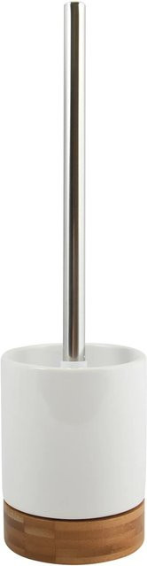 MSV WC-Bürste Tallinn aus Keramik und Bambus in Weiß-Braun, Höhe: 32 cm, Durchmesser: 10 cm - Bild 1