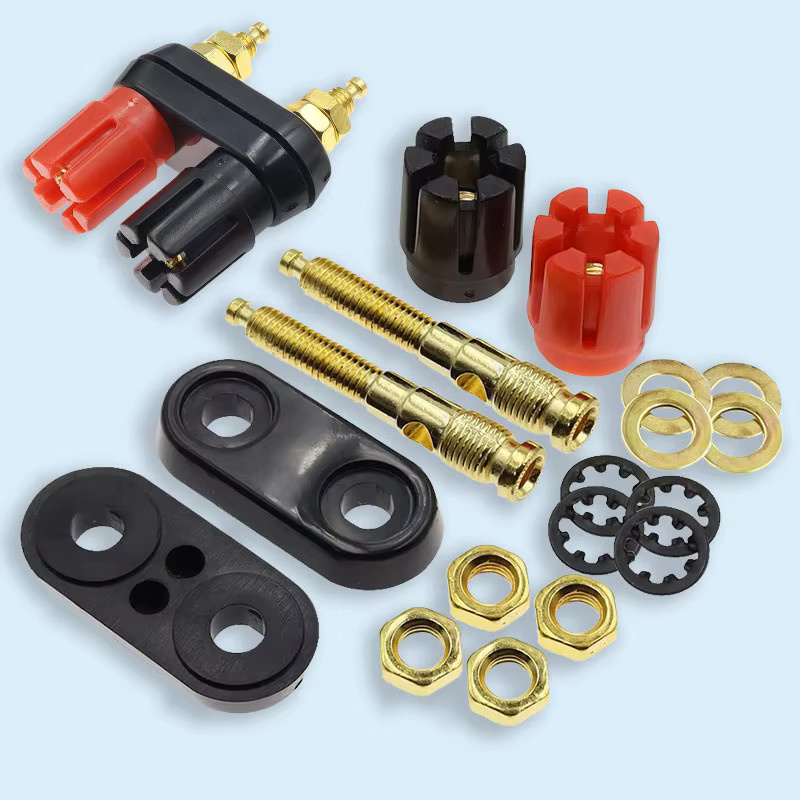 YuXi Doppelanschluss-Steckverbinder in Rot und Schwarz, 4 mm Sechskant- und Pflaumenblüten-Stecker für Audio- und Elektronikgeräte - Bild 3