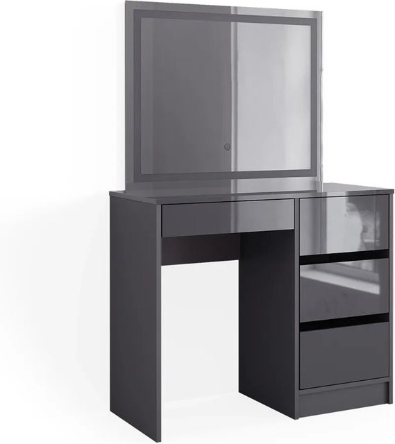 Vicco Schminktisch Sherry Anthrazit Hochglanz mit LED-Spiegel B: 90 cm, H: 75 cm, T: 34,05 cm - Bild 2