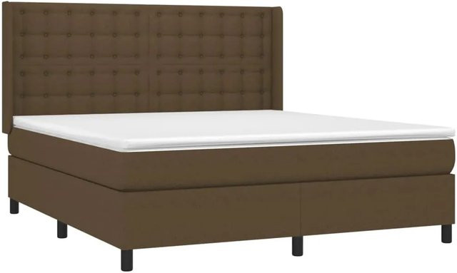 vidaXL Boxspringbett mit Matratze in Dunkelbraun, Hybridbett mit LED-Unterbettbeleuchtung und USB-Ladeport, B/T: 160 x 200 cm - Bild 1