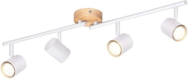 NETTLIFE Deckenstrahler aus Metall und Holz in Weiß, verstellbar mit GU10 Leuchtmittel, Industrial Design, Höhe: 71 cm - Bild 1