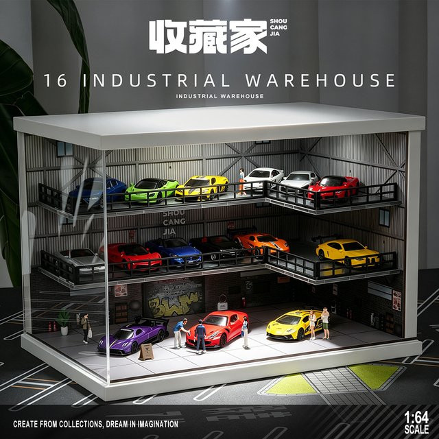 KICARMOD Industrie-Modell Parkplatz Container-Stil Lagerhaus Diorama, LED-beleuchtet - Bild 1
