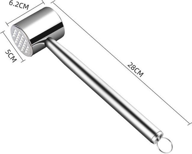 MTMA Fleischhammer aus Edelstahl in Silber zum Zartklopfen von Fleisch - Bild 1