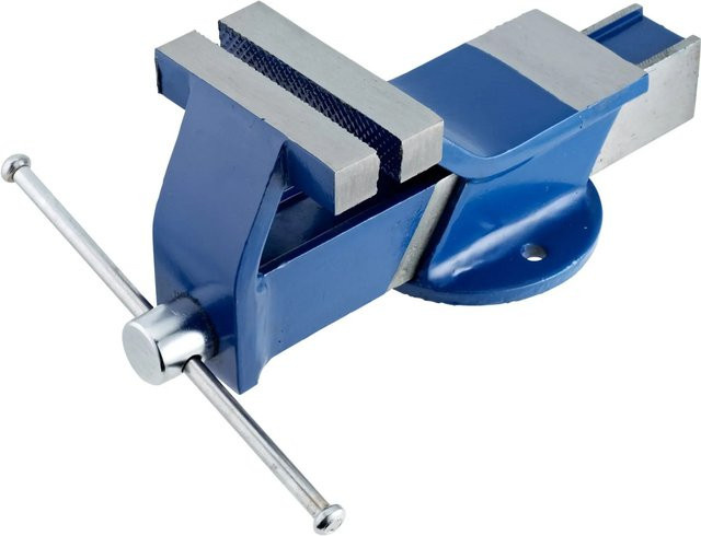 LUX-TOOLS Schraubstock aus Stahl in Blau mit 100 mm Spannweite - Bild 1