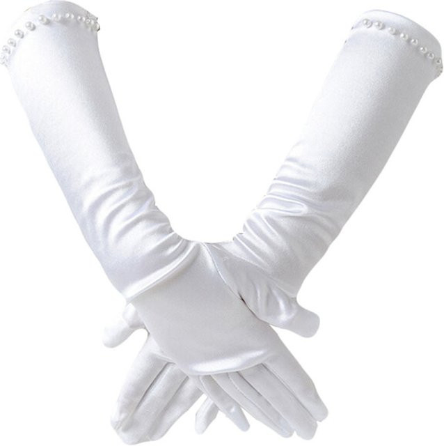 FEIYANSHA Prinzessin Zubehör, Satin Handschuhe, Weiß - Bild 1