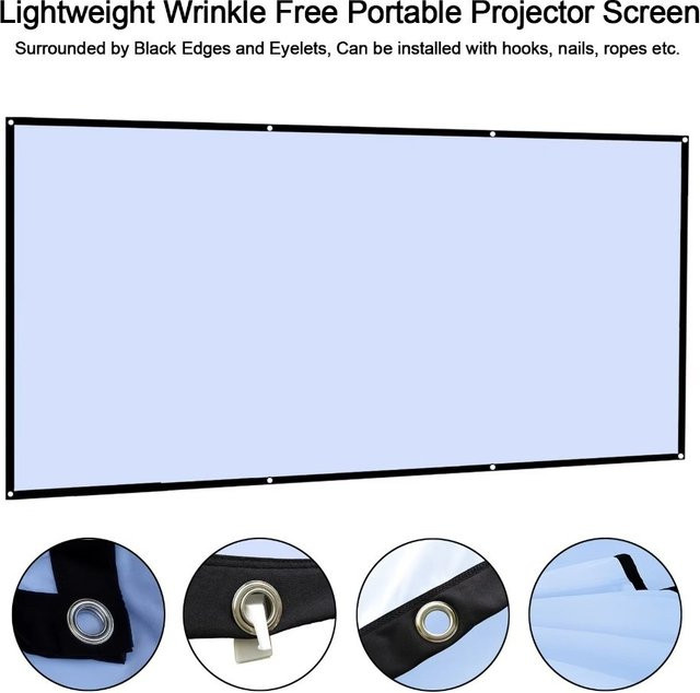 DITIPOO Projektor-Leinwand doppelseitig weiß, knitterfreier und faltbarer HD-Projektionsvorhang, Breite: 152,4 cm (60 Zoll) - Bild 1