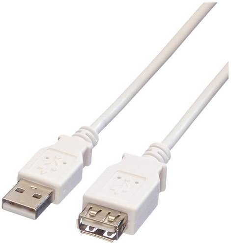 Value USB 2.0 Kabel mit USB-A Stecker und USB-A Buchse, Weiß, 0,80 m, Geschirmt - Bild 1