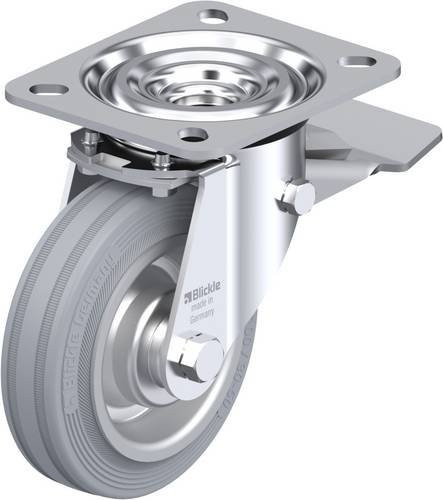 Blickle Lenkrolle L-V 100R-ST-SG mit Feststeller, Farbe Silber/Grau, Rad-Durchmesser: 100 mm, Tragfähigkeit: 70 kg - Bild 1